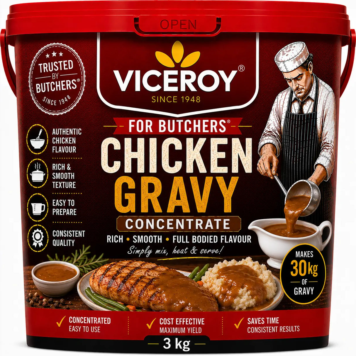 VICEROY® For Butchers® Chicken Gravy Concentrate 3kg Viceroy.net.au